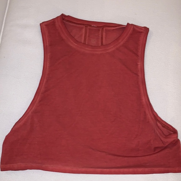 LULULEMON MUSCLE LOVE TANK TOP CROPPED - SIZE 4 - WASHED BRICK ROSE - Picture 1 of 3